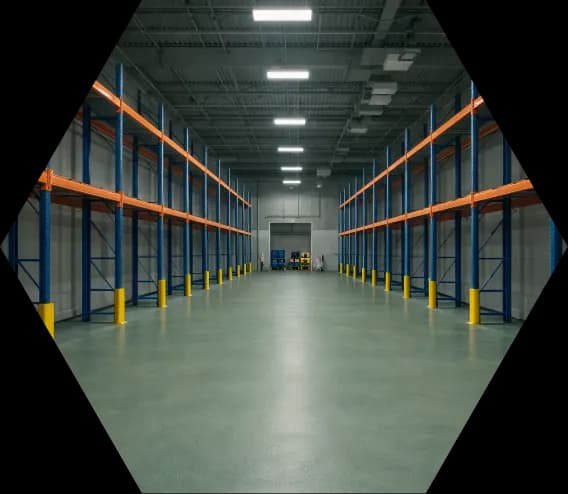 Warehouse with storage racks