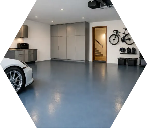 Garage floor with car
