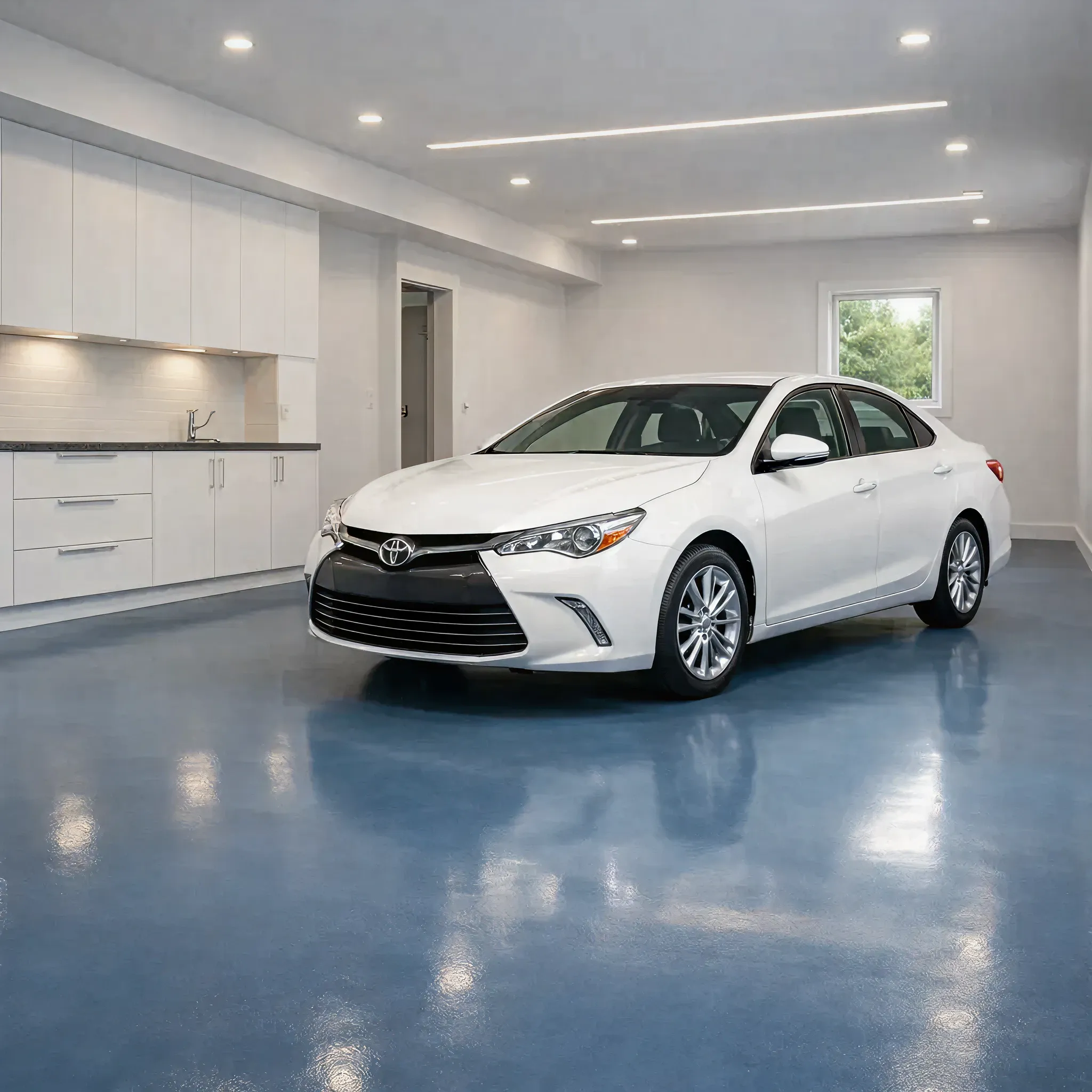 Garage Floors satin blue finish