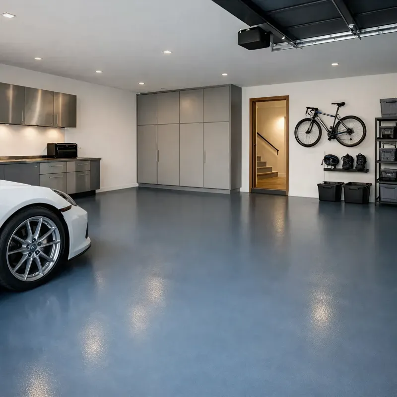 Garage Floors satin blue finish