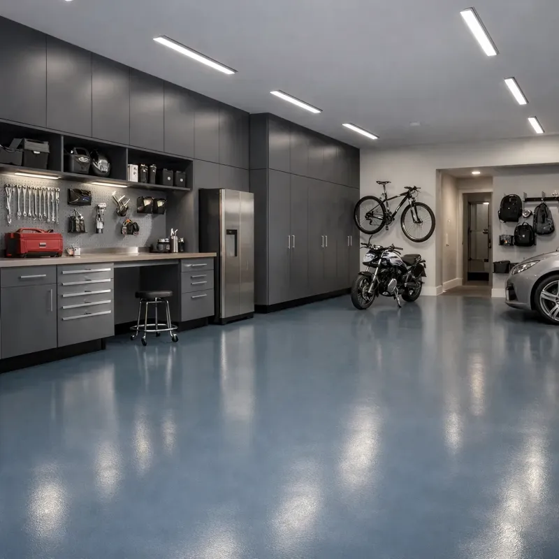 Garage Floors satin blue finish