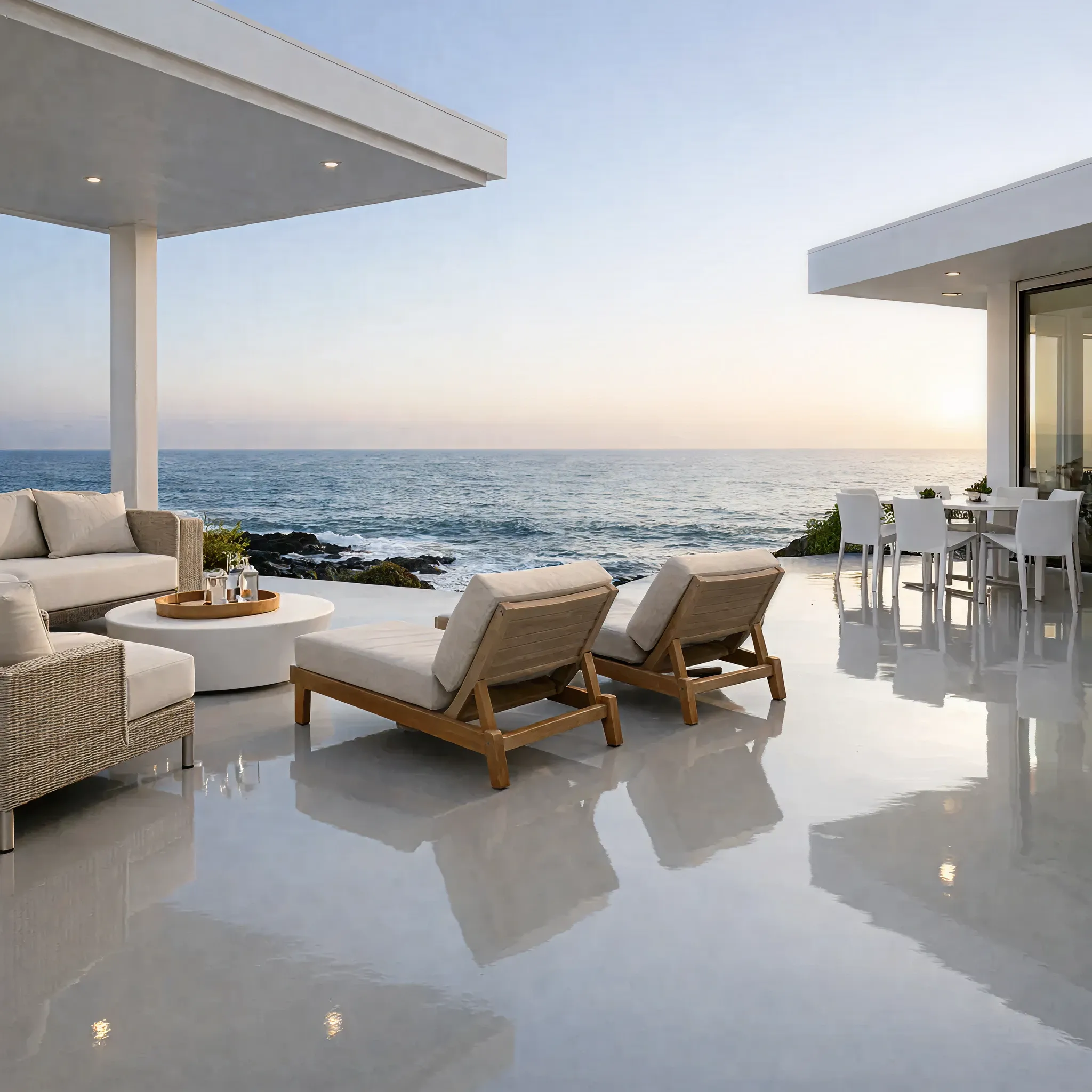 Outdoor Patios gloss light-grey finish