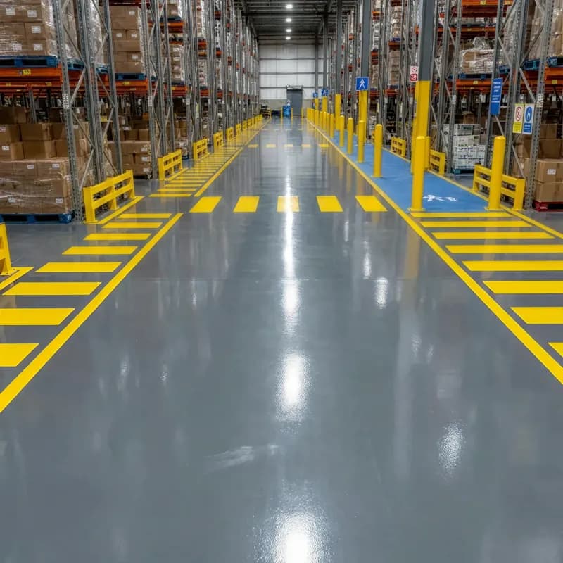Warehouse Floors gloss blue finish